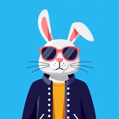 Rabbit mascot illustration with cute yet energetic look. Fast animal symbol isolated on white background. Perfect for esport logo, sports team emblem, and branding design.