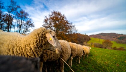 Sheep in a field, autumn colors