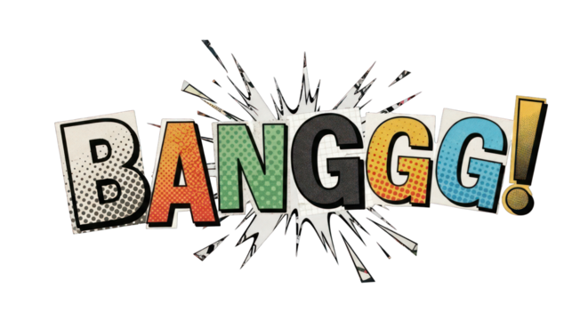 Colorful Comic Book Style BANGGG Explosion.