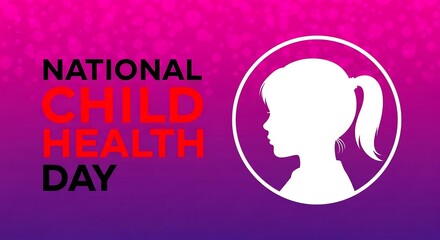 National child health day celebration with silhouette of a young girl and vibrant gradient background