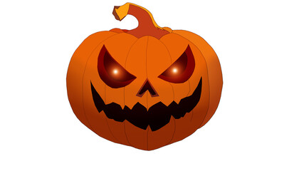Illustration d'une citrouille graphique d'ambiance halloween, sur fond blanc.