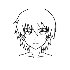 Black and white hot anime character line art illustration, stylish minimal outline drawing in clean style