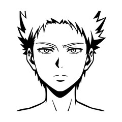 Black and white hot anime character line art illustration, stylish minimal outline drawing in clean style