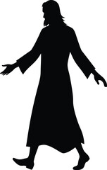 christ jesus walking black silhouette vector illus.eps
