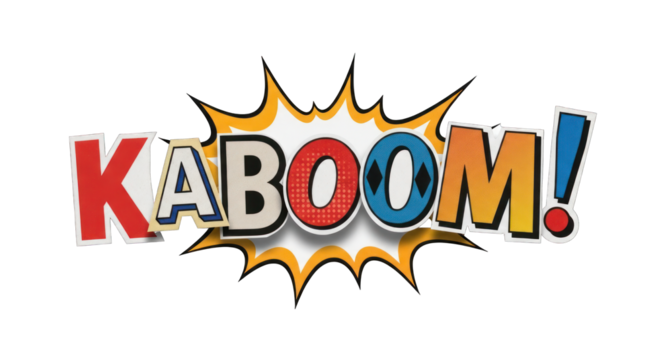 Comic Book KABOOM Explosion Speech Bubble Graphic.
