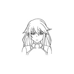 Black and white hot anime character line art illustration, stylish minimal outline drawing in clean style
