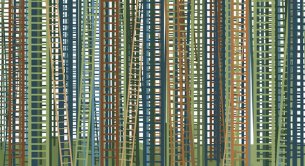 Obraz premium Abstract vertical lines creating a dynamic and colorful striped pattern.