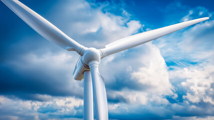 Wind turbine against sky with clouds energy source innovation