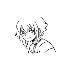 Black and white hot anime character line art illustration, stylish minimal outline drawing in clean style
