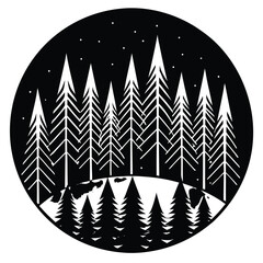 a flat design of a forest with teal and brown tree (1).eps