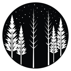 a flat design of a forest with red and brown trees (2).eps