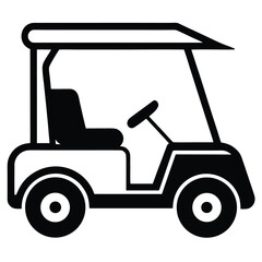 Golf Cart Vector Outline Symbol for Transport and Recreation