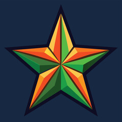a five pointed star with orange and green facets o.eps