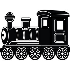 a colorful toy train with red and blue carriages o.eps