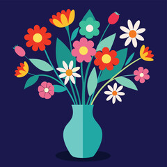 a colorful bouquet of wildflowers in a teal vase a (2).eps