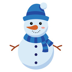 a cheerful snowman with a blue hat and scarf on a  (2).eps