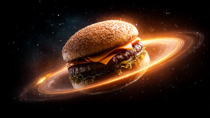 Cosmic Burger Delicious Meal Universe Food Illustration