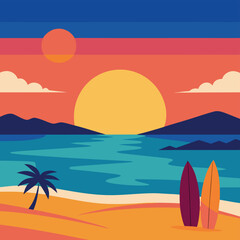 41  sunset beach with surfboards in the sand and g.eps