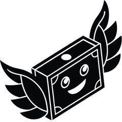 3d black emoticon merging dollar with wings  flyin (1).eps