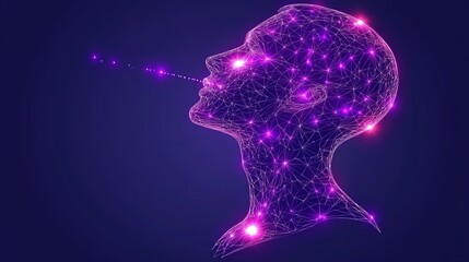 AI Artificial Intelligence Concept Vector Illustration: Polygonal Human Head, Digital Brain and Robotics for Tech Futuristic Designs