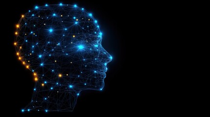 AI Artificial Intelligence Digital Brain Concept Vector Illustration, Polygonal Human Face in Robotics Field