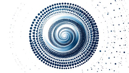 Concentric circles form a swirl with gradient blue tones on a clean white background