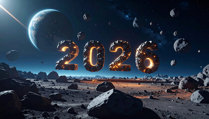 2026 New Years Space Landscape.