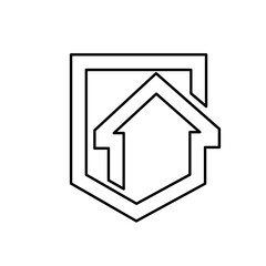 House Protection Shield Outline Icon Logo