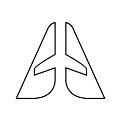 Airplane Symbol Design Outline Style