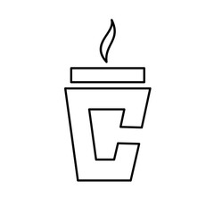 Coffee Cup Flame Line Art Icon Design