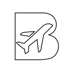 B Logo Airplane Icon Design for Travel