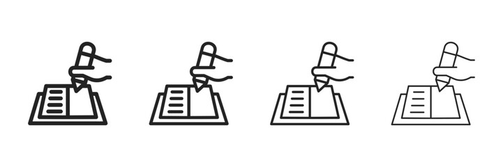 Writing Icon Set With Multiple Line Styles Vector Illustration