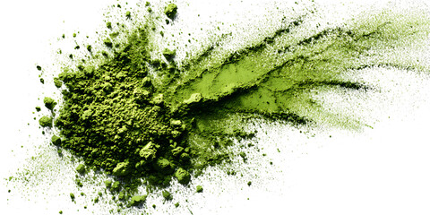 Green powder explosion on black background