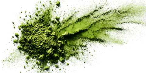 Green powder explosion on black background