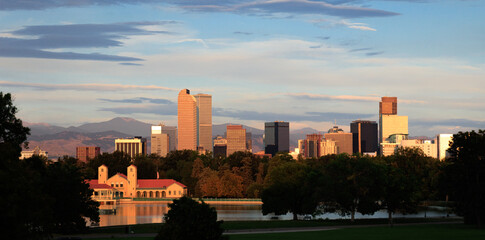 Denver Colorado First Sunlight on Downtown Skyscrapers