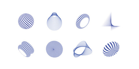 Trendy abstract 3D shapes in Y2K aesthetic style perfect for modern web, posters, digital design and futuristic graphic projects with vibrant neon colors