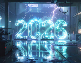 Obraz premium Electrifying Year 2026 in Laboratory.