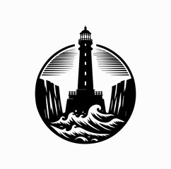 Coastal Lighthouse Silhouette – Greenland Seaside Landmark Vector