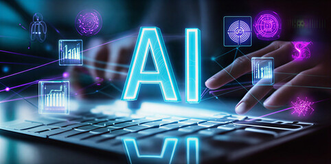 Futuristic AI Dashboard with Glowing Holographic UI