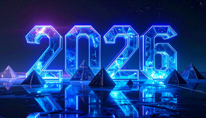 2026 Neon Crystal Year Display.