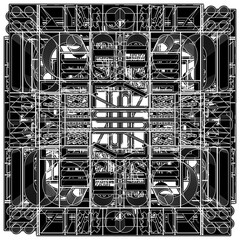 Abstract Geometric Wall Vector. A Wall Made Of Perforated Geometric Figures Isolated On White Background.