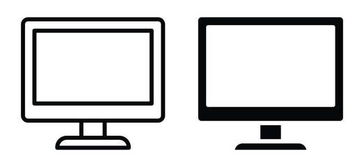 Minimalist Line Art of Two Computer Monitors in Black and White Design