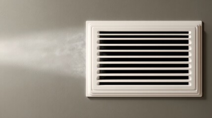Air Vent on Wall Releasing Air Flow in Modern Room with Neutral Tone and Subtle Lighting
