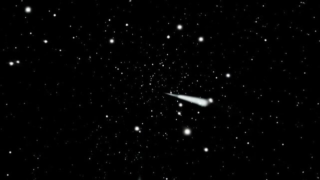 Mesmerizing celestial journey through a vast starfield with streaking meteors and twinkling cosmic