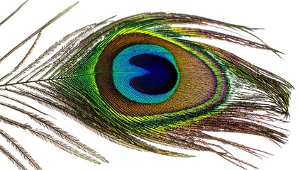 Close-up of a vibrant peacock feather's eye
