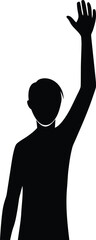 person raising hand silhouette black illustration .eps