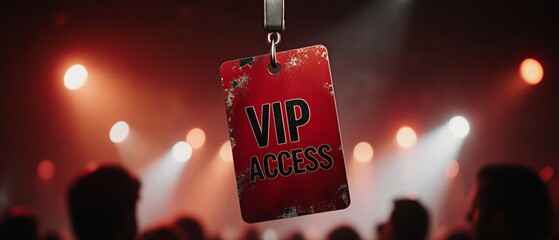 exclusive vip access pass with vibrant red bokeh and dynamic night event atmosphere | nightlife, entertainment, events, luxury, admission theme