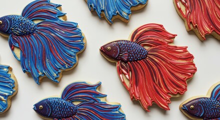 Colorful fish shaped cookies