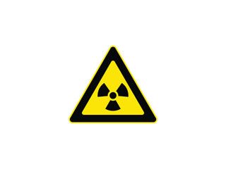 Fototapeta premium Radiation hazard warning sign on yellow triangular board with high-contrast black symbol for safety, danger alert, industrial caution and hazardous material signage