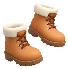 Winter Boots Pair Isolated on White Background